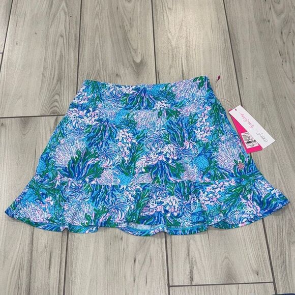 Lilly Pulitzer Zadora High‎ Rise Skort Las Olas Aqua Strong Current Sea XS - NWT - Picture 3 of 9